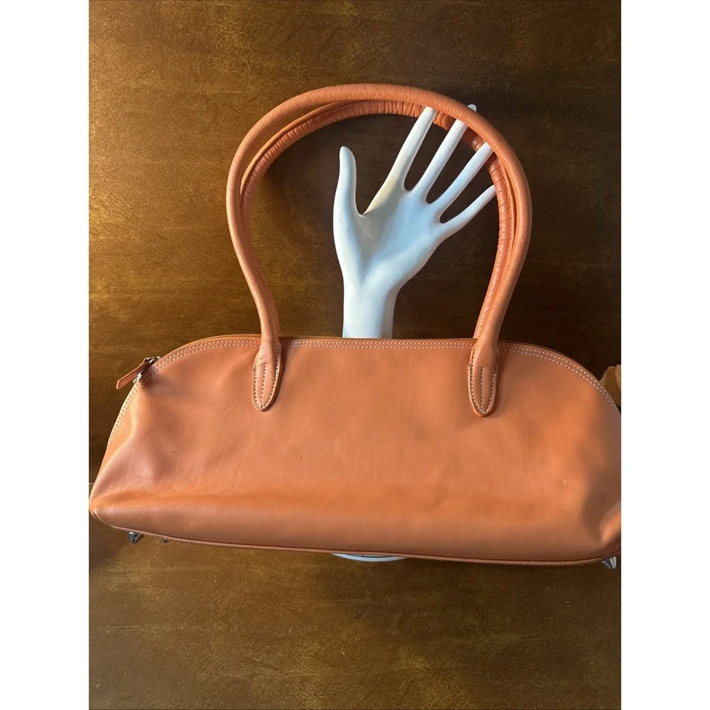 TERRY LEWIS Classic Luxuries Terra-Cotta Orange LEATHER TOTE/Baguette Purse